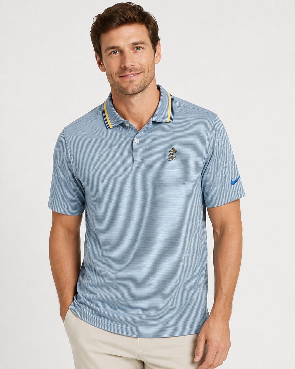 Nike x Disney Mickey Mouse Striped Performance Golf Polo Blue Medium